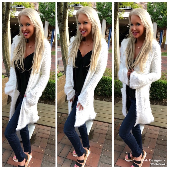 🛍 LAST 1! Fuzzy Popcorn Pocket Cardigan w/Hoodie! - Picture 4 of 6